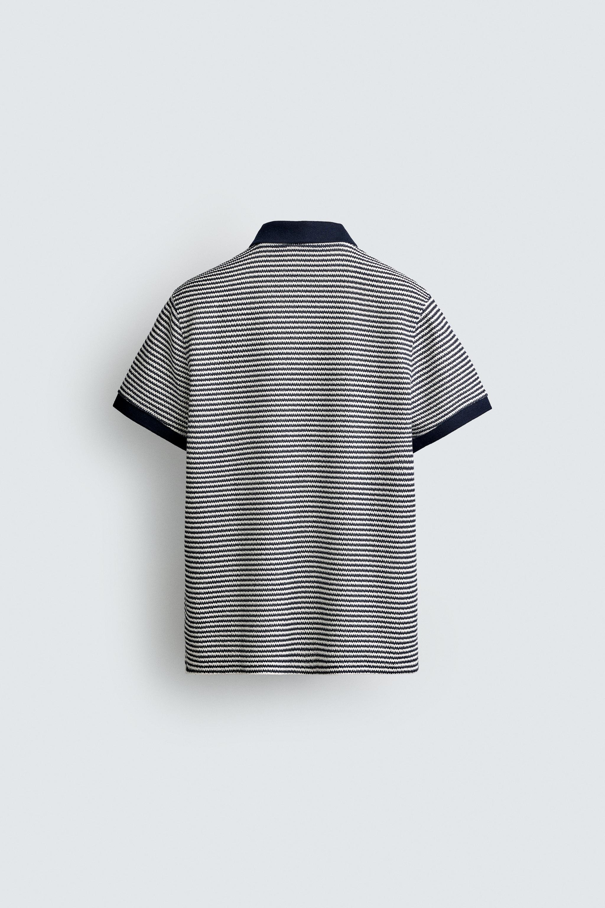 REGULAR FIT STRIPED TEXTURED POLO